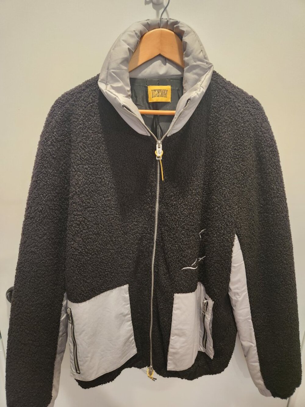 Diet Starts Monday Men's Mixed Media Sherpa Fleece Full Zip Jacket Grey XL